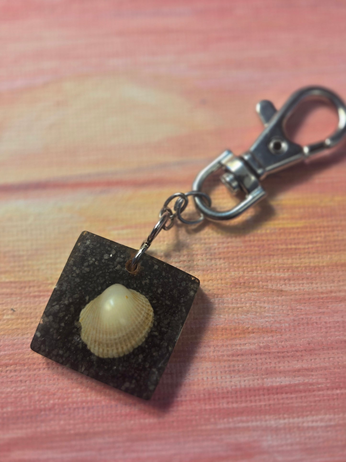 Seashell charm, keychain, resin