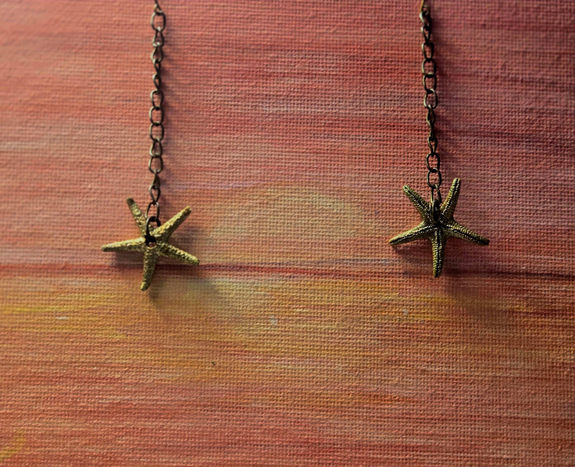 Starfish Dangling Earings with bronze chains